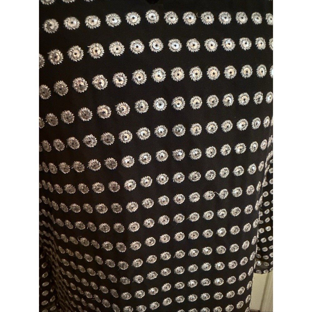 Michael Kors Collection 100% Silk Black Silver Polka Dot Mini Dress Size 6 - Picture 2 of 12